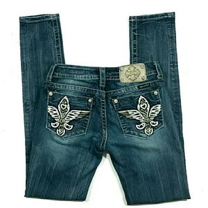 Miss Me Skinny Jeans Distressed Bling 27